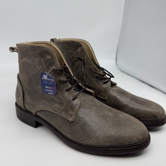 Soldini Men's Leather Ankle Casual Lace‎ Up Boots EU 43 Taupe Tan Made In Italy - Picture 1 of 10